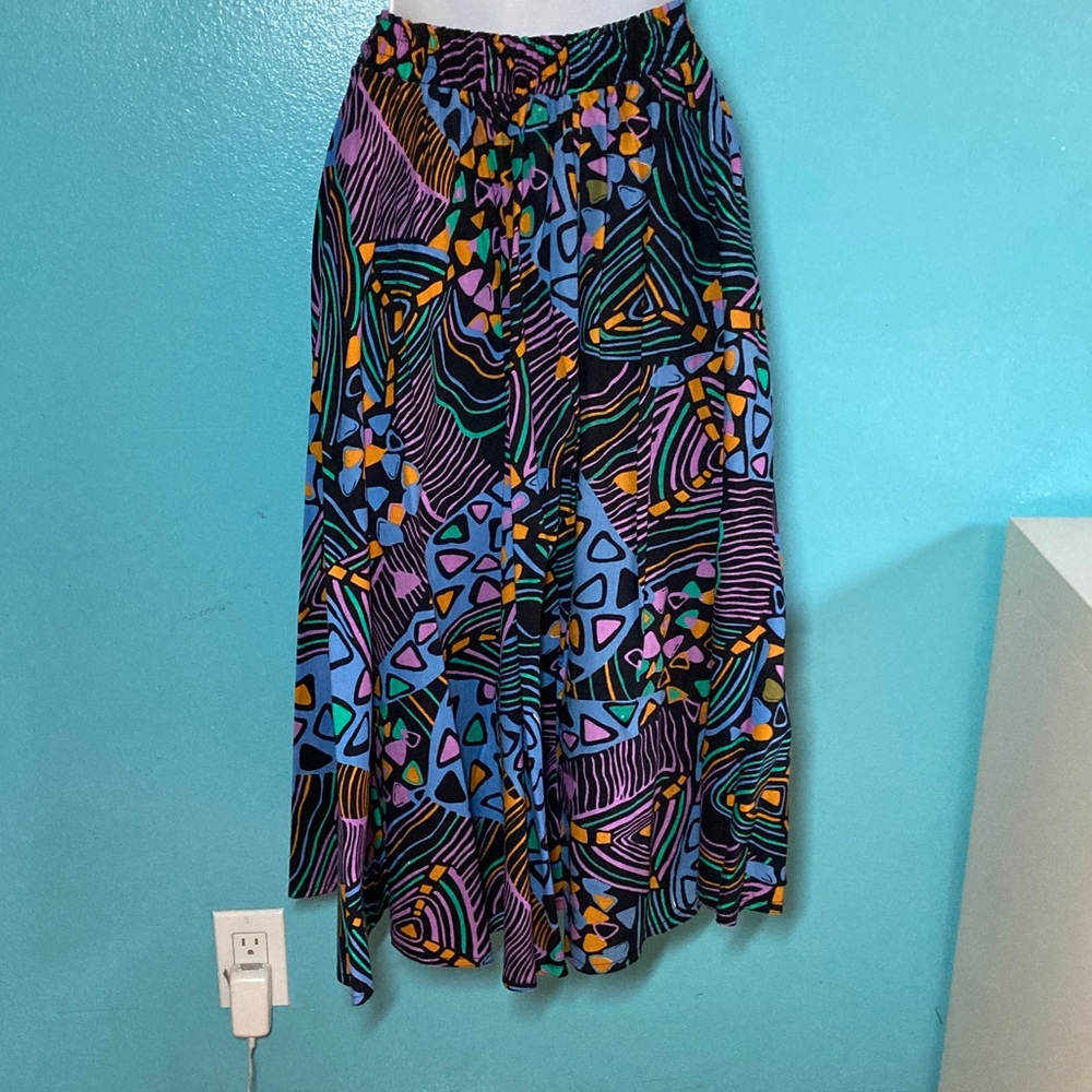 SM Collection  Womens Size S Vintage 80’s Vibrant Colorful Cotton Pull On Skirt